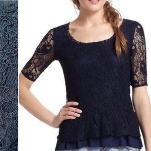 Stunning Anthropologie navy Deletta 3/4-sleeve